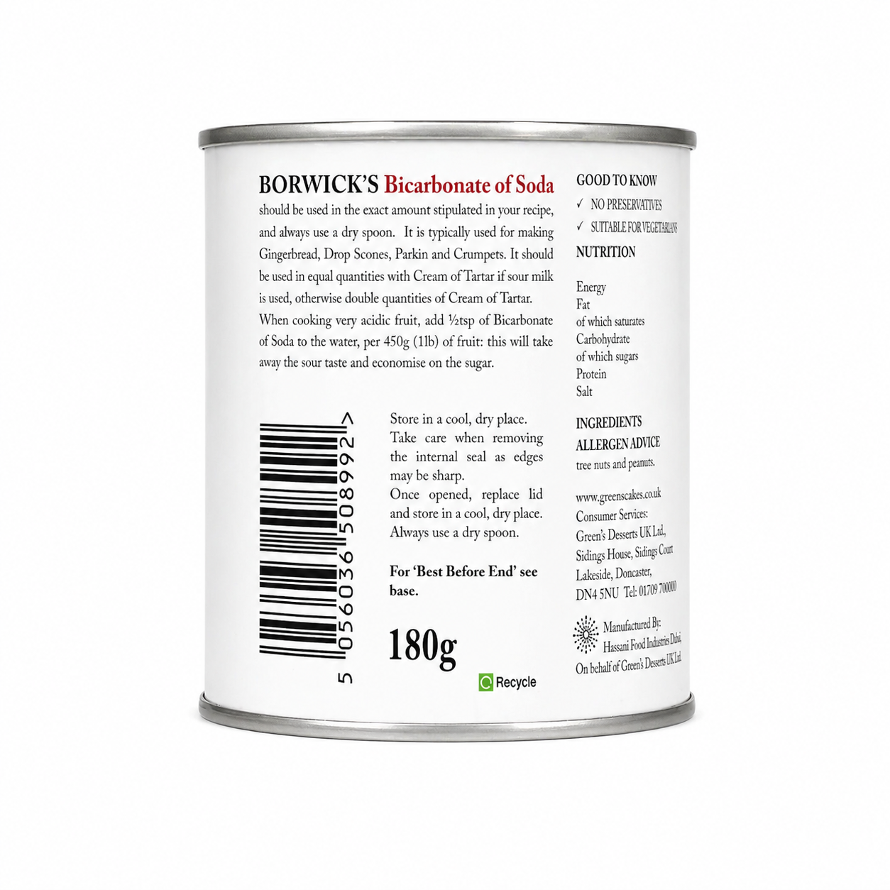Borwick's Bicarbonate of Soda 180g
