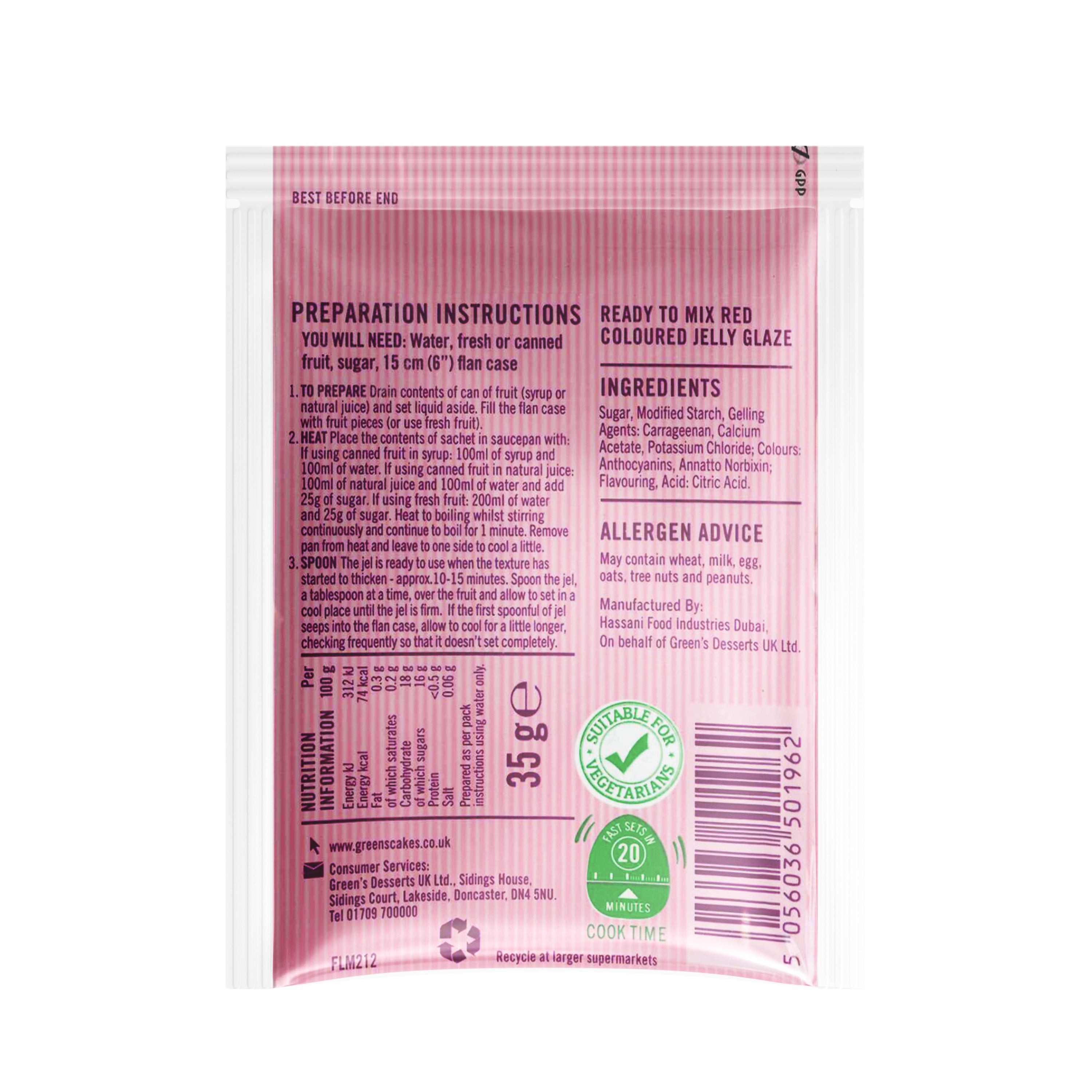 Green's Red Quick Jel Mix 35g
