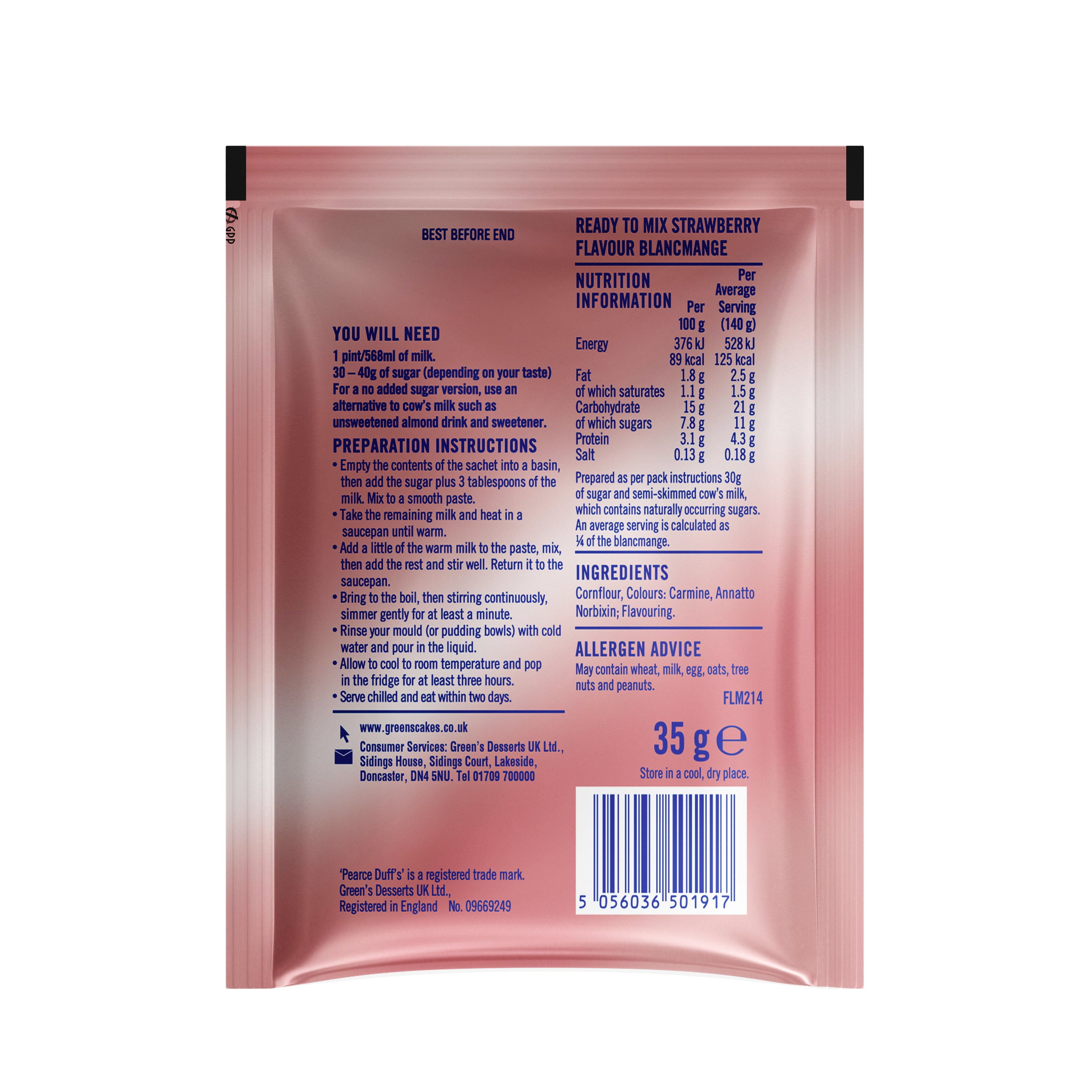 Pearce Duff's Strawberry Blancmange 35g