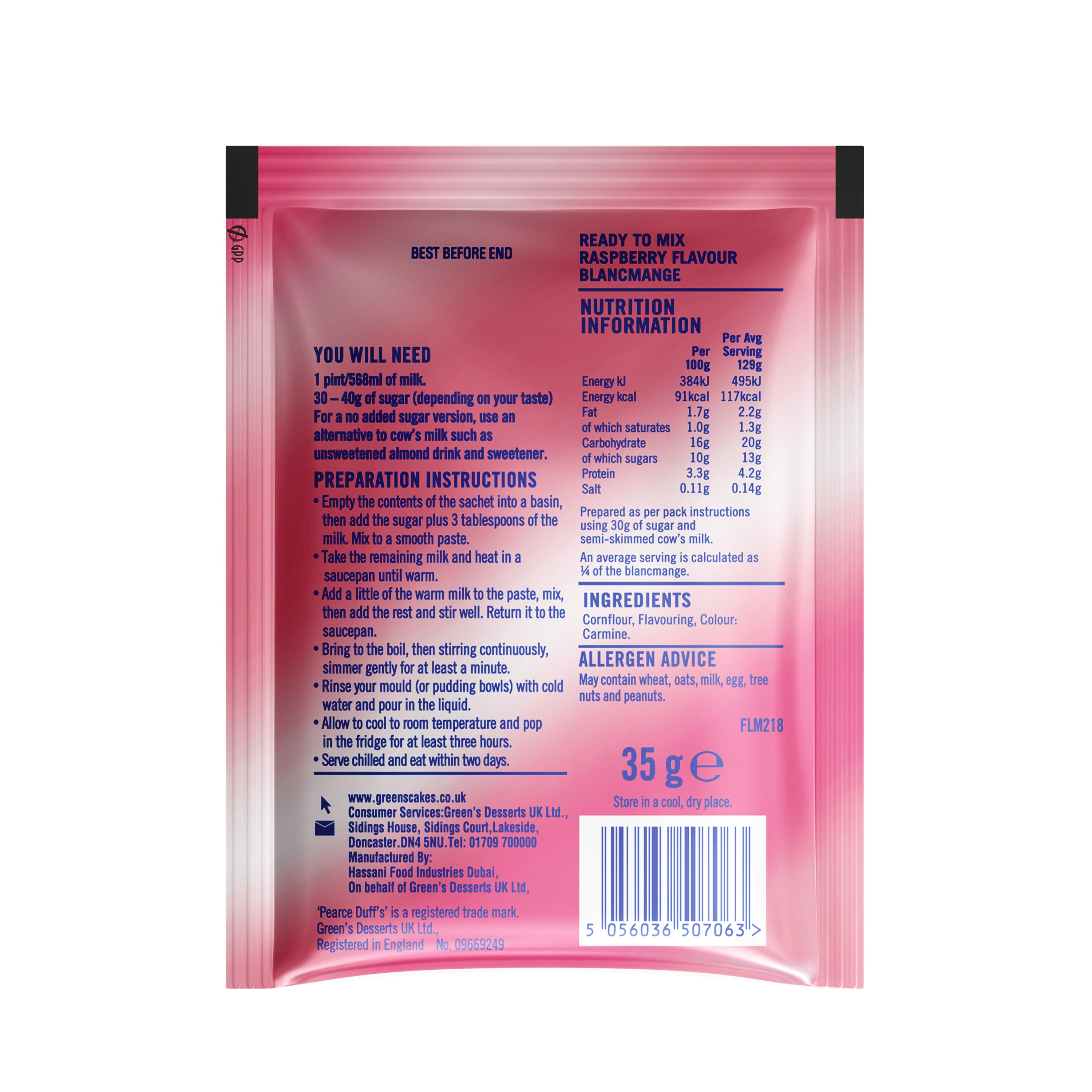 Pearce Duff's Raspberry Blancmange 35g