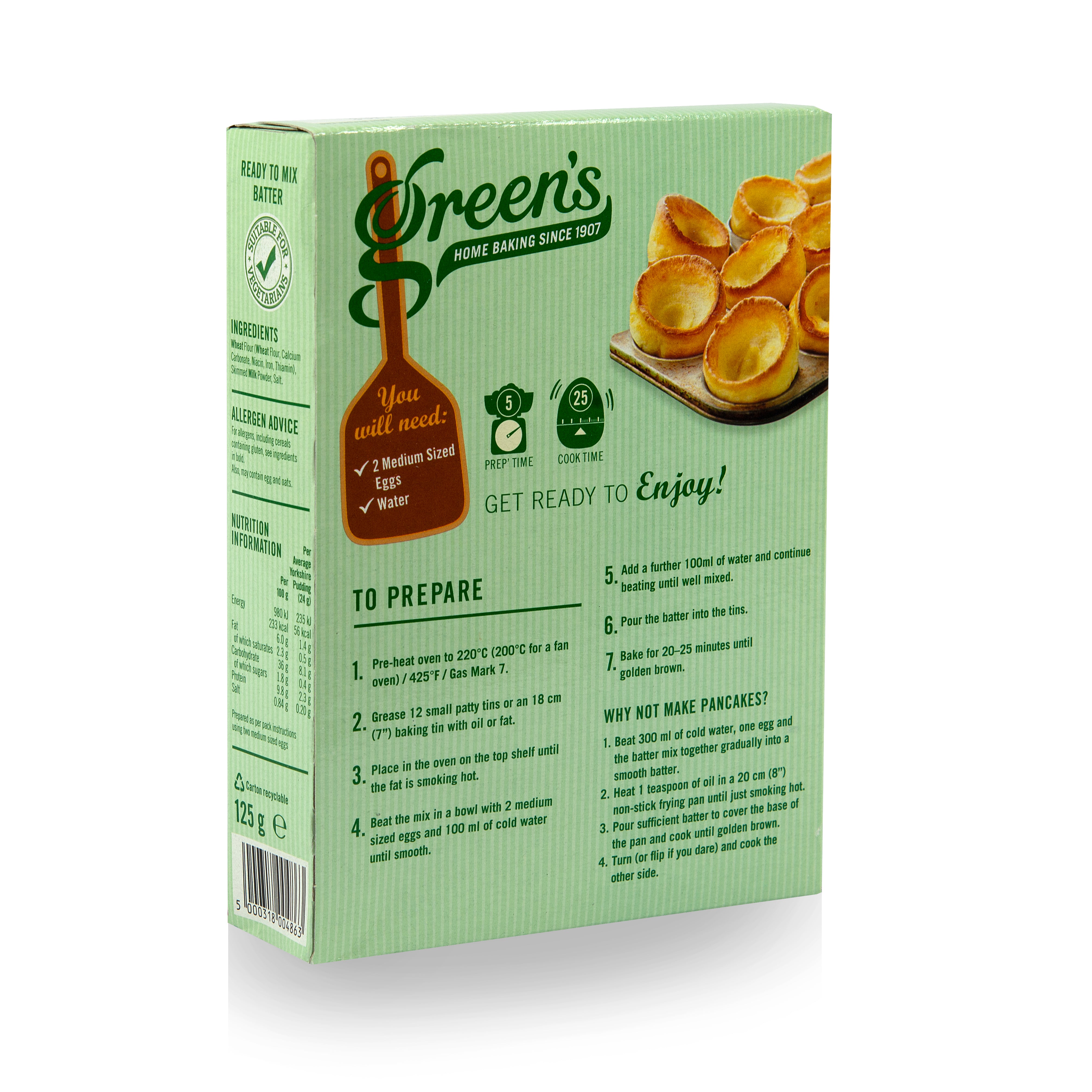 Green s Yorkshire Pudding Mix 125g Green s Cake Mixes Green s yorkshire pudding mix 125g green s cake mixes